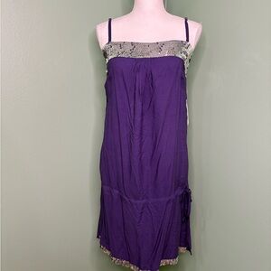 Purple Sequin Trim Dress